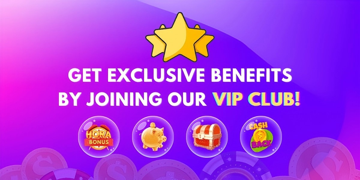 VIP club benefit artwork with stars, rewards and a treasure chest